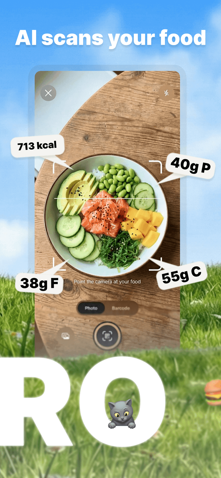 Kairo AI food scanner analyzing a meal with nutrition breakdown