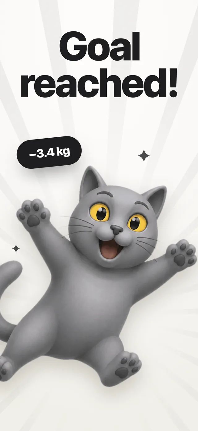 Kairo celebrating a reached goal of minus 3.4 kg