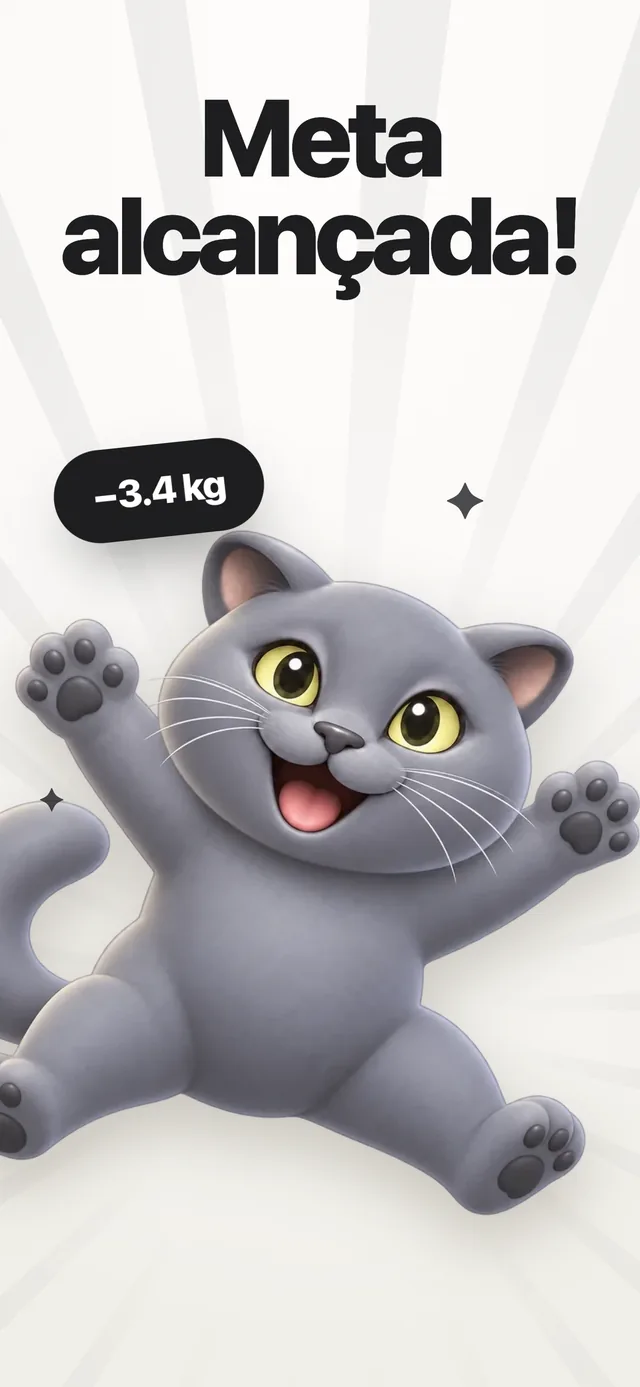 Kairo comemora uma meta alcançada de menos 3,4 kg